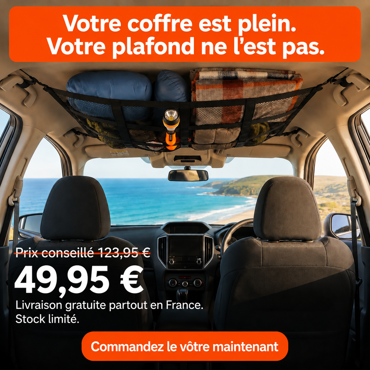 Kangacar™ – Filet de Rangement de Plafond pour Voiture