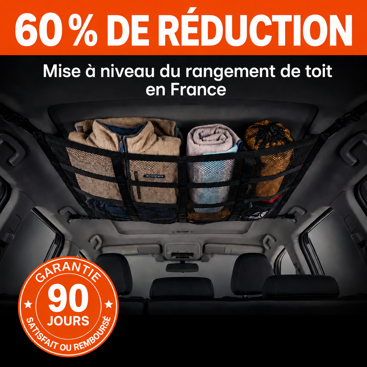 Kangacar™ – Filet de Rangement de Plafond pour Voiture